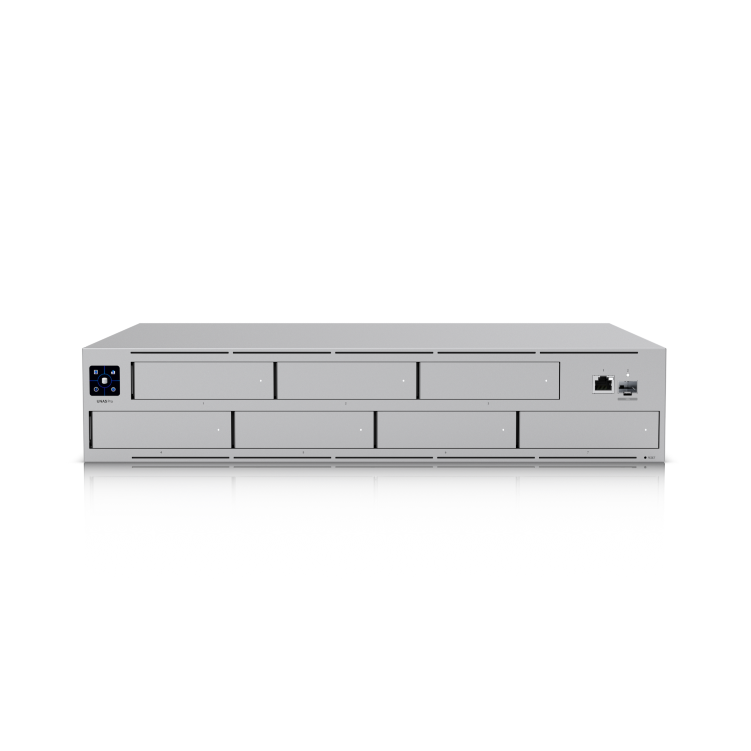 Ubiquiti UniFi NAS System • 7x 2.5/3.5" HDD / SSD • 1x GbE • 1x SFP+ • UNAS-Pro