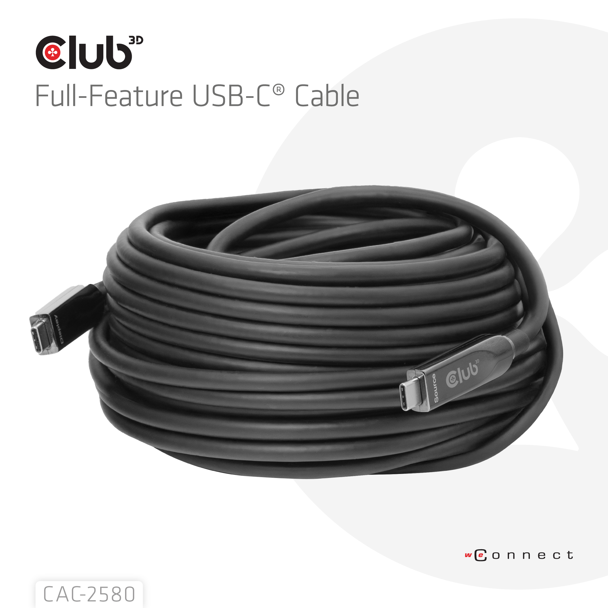 Club 3D USB-C AOC-Kabel 8K60Hz 10Gbps 60W 15m