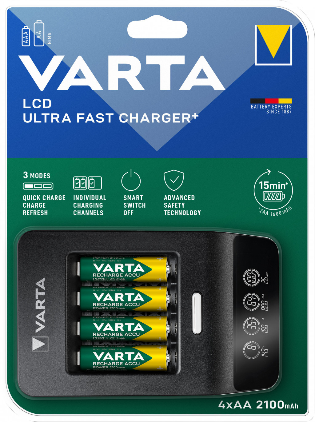Akku Ladegerät (inkl. Akkus) LCD Ultra Fast Charger+ *Varta*