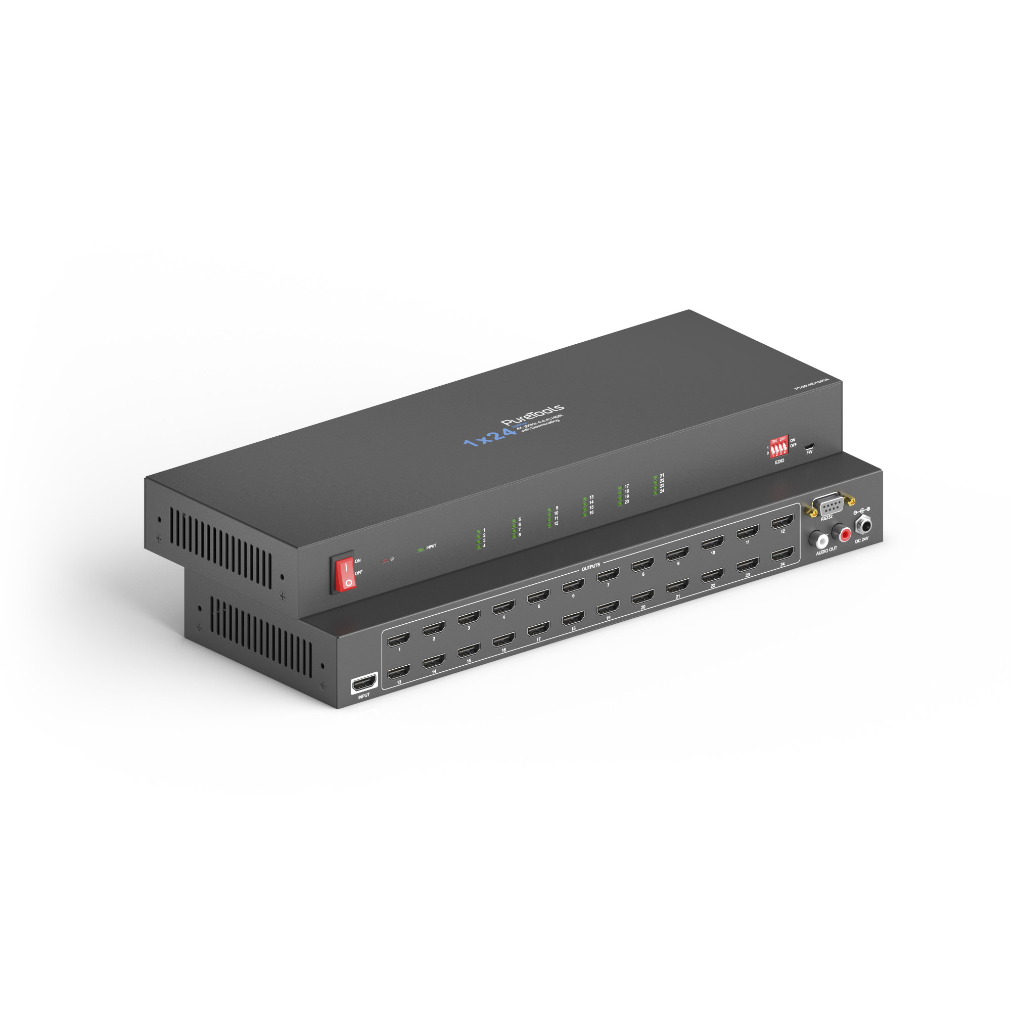PureTools - HDMI Splitter 1x24, 4K (60Hz 4:4:4), Down-Scaling, Audio und EDID Management