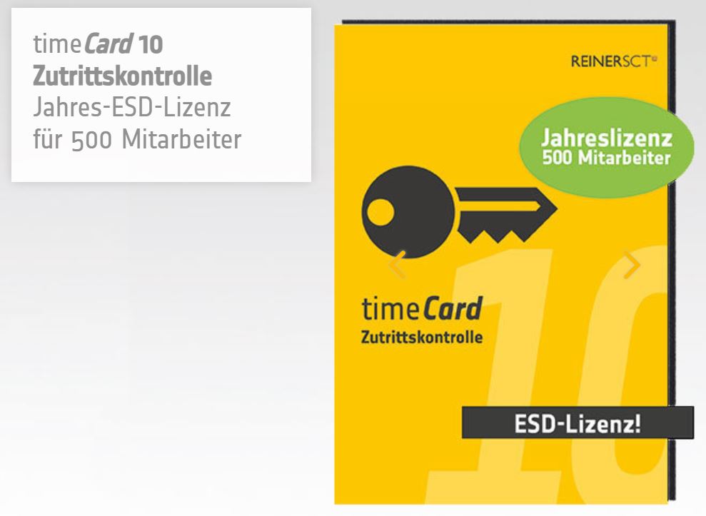 REINER SCT timeCard - Zutrittskontrolle Jahreslizenz  500 Mitarbeiter - ESD